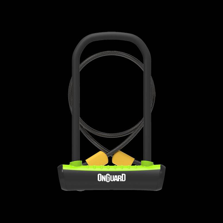 OnGuard Neon U-Lock D-Lock with 4ft braided steel cable and mounting bracket, bike security accessories