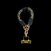 OnGuard Mastiff LP 130cm black and yellow chain lock with gold accents, secured by design, for bike or outdoor security.