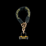 OnGuard Mastiff LP 130cm black and yellow chain lock with gold accents, secured by design, for bike or outdoor security.