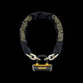 OnGuard Mastiff L Chain Lock 180cm titanium reinforced security chain in gold black and yellow with secure locking mechanism