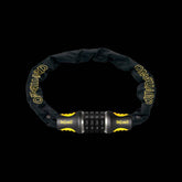 OnGuard Mastiff Combo Chain Lock 80cm in black and yellow, cut-resistant security chain for bike or scooter accessories.