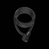 OnGuard Neon Coil Cable Lock with DS Spring Free System, keys, and bracket for bicycle security.