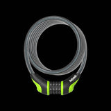 OnGuard Neon Combo Coil Cable Lock with DS Spring Free System for bikes and gear, featuring a bright neon-colored protective coating.