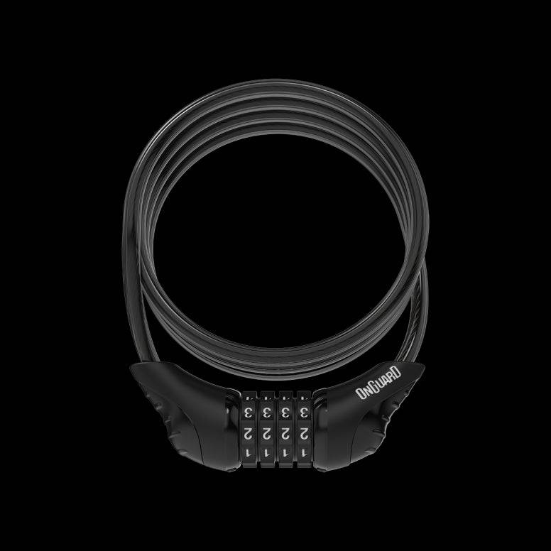 OnGuard Neon Combo Coil Cable Lock with DS Spring Free System, bike and gear security accessory, bright neon color, flexible coil design