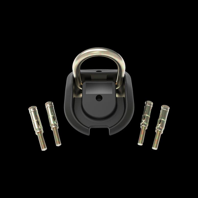 OnGuard Ground Anchor 8312 heavy-duty bike security lock in black and gold, shown installed on a surface for bike security.