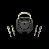 OnGuard Ground Anchor 8312 heavy-duty bike security lock in black and gold, shown installed on a surface for bike security.