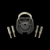OnGuard Ground Anchor 8312 heavy-duty bike security lock in black and gold, shown installed on a surface for bike security.