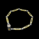OnGuard Heavy Duty K9 Link Plate bike lock in black and yellow with bronze accents, designed for secure bicycle locking accessories.
