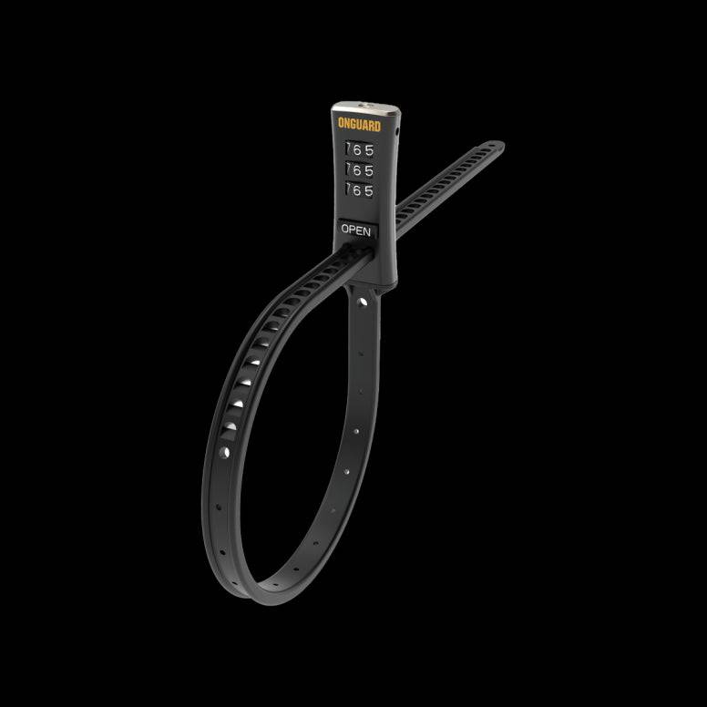 OnGuard Zip Cable Lock with resettable 3-digit combination for secure bike and accessory security, flexible and durable design.