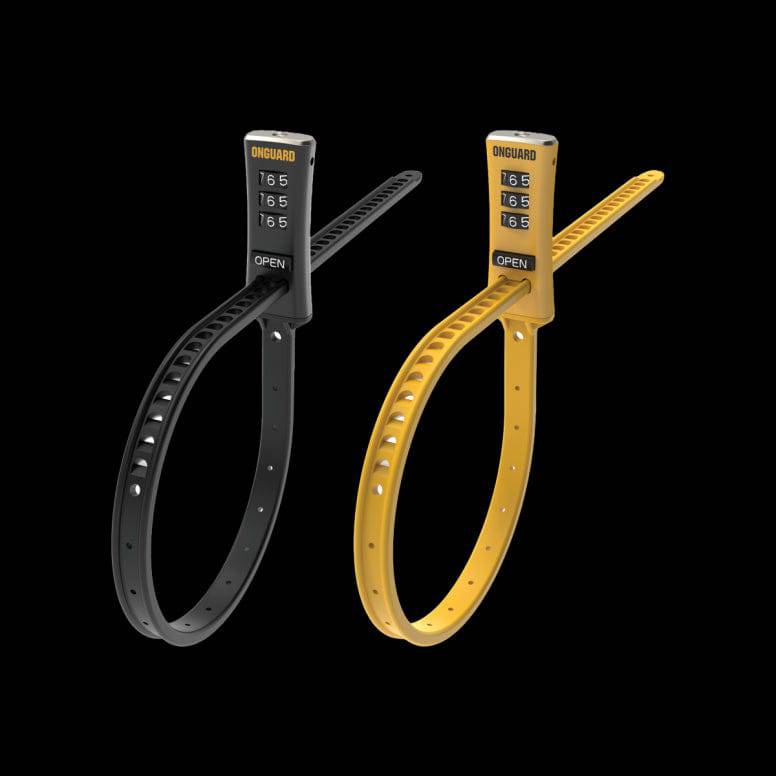 OnGuard Zip Cable Lock with resettable 3-digit combination, compact security accessory for bikes or outdoor gear.