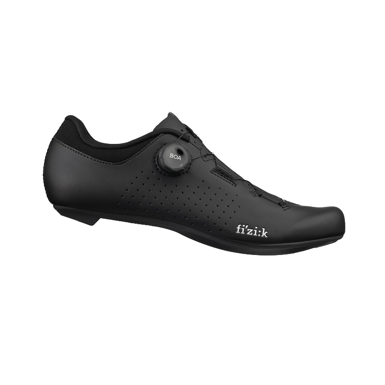 Fizik Vento Omna Wide Fit road cycling shoes showing breathable mesh upper and stiff sole, designed for unisex cycling comfort.