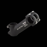 System EX Ahead Stem 31.8mm handlebar stem with four-bolt clamp in matte black, showcasing its sleek, sturdy design.