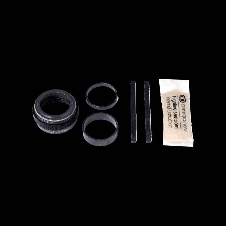 Crankbrothers Highline seatpost maintenance kit with components for smooth performance and easy bike saddle adjustments.