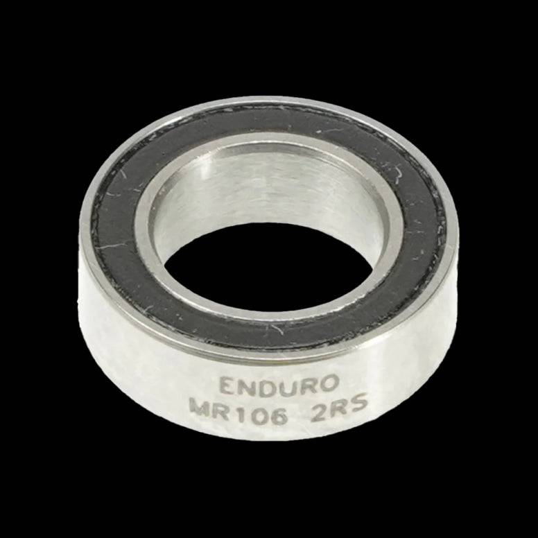 Enduro Bearings MR 106 2RS ABEC 3 hub bearings, 6x10x3mm sealed durable components for bicycle wheels.
