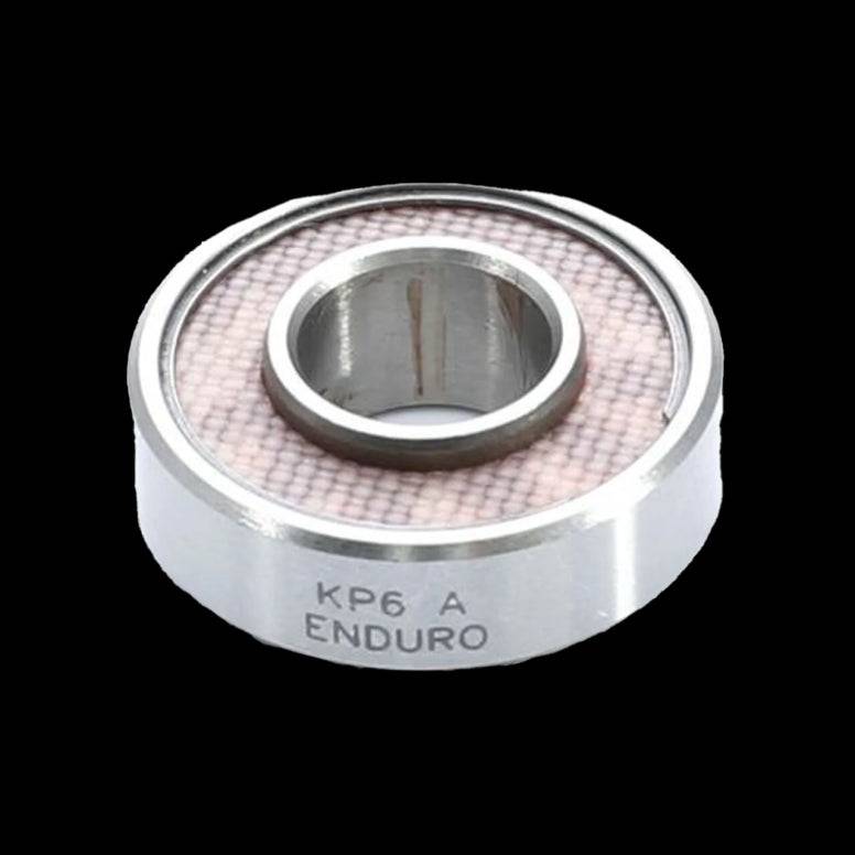Enduro Bearings KP 6A LLU ABEC 3 frame pivot bearing with 7.95mm x 22.22mm x 9.52mm dimensions for bicycle components.