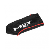 Black MET helmet bag for durable universal helmet carrying and storage, made from sturdy material with a secure zipper.