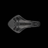 Fizik Transiro Aeris Adaptive R1 triathlon saddle in black, designed for short-distance time trial cycling, with ergonomic shape.