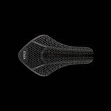 Fizik Transiro Aeris Adaptive R3 long-distance triathlon saddle in black, designed for comfort and performance during cycling.