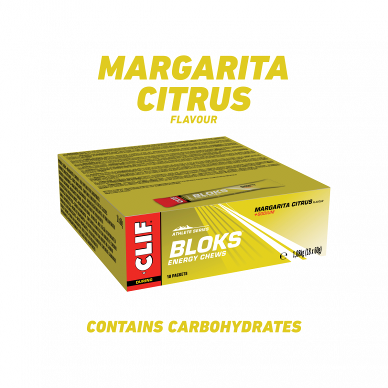 Clif Blok Energy Chews in an 18-pack, portable sports nutrition accessories with colorful chewable energy gels for athletes
