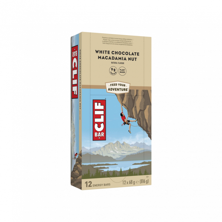 Clif Bar 12-pack of energy bars with natural ingredients and chewy texture, ideal for active lifestyles.