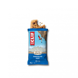 Clif Bar 12-pack of energy bars with chocolate flavor, displayed in a clear view, showcasing the Clif brand and packaging.