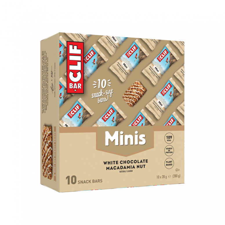 Clif Mini Energy Bars 10-pack, plant-based protein snack with assorted flavors, in colorful packaging.