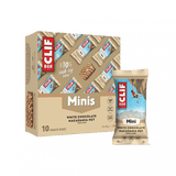 Box of 10 Clif Nutrition Mini Bars, plant-based protein snack bars, shown in colorful packaging on a white background.