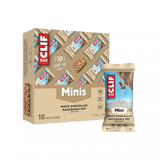 Clif Mini Energy Bars 10 pack, plant-based protein snack with colorful packaging and individual bars on a white background.