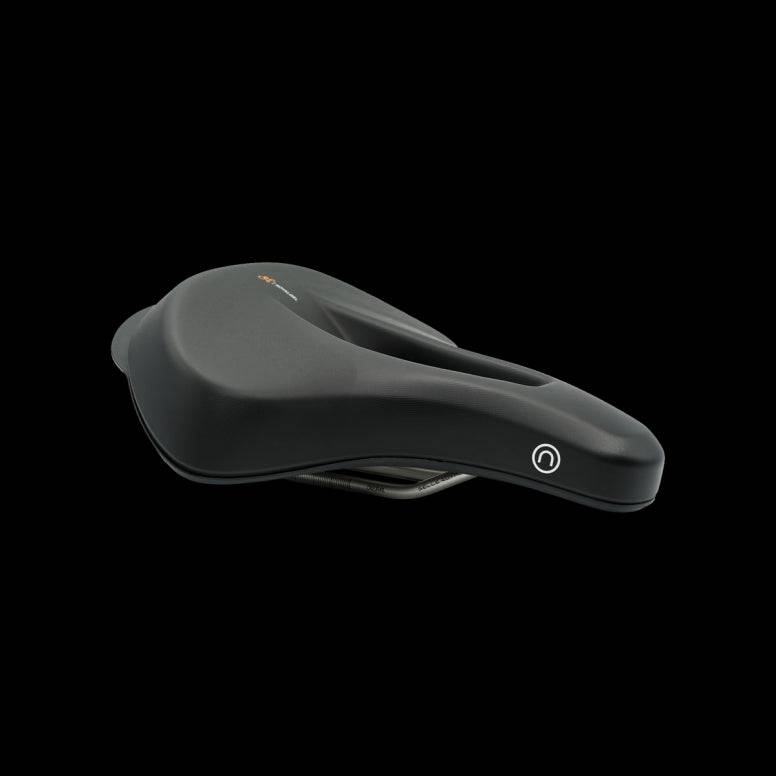 Selle Royal On Open E-Bike saddle with Royalgel™ comfort and waterproof design, featuring ergonomic shape and saddle rails.