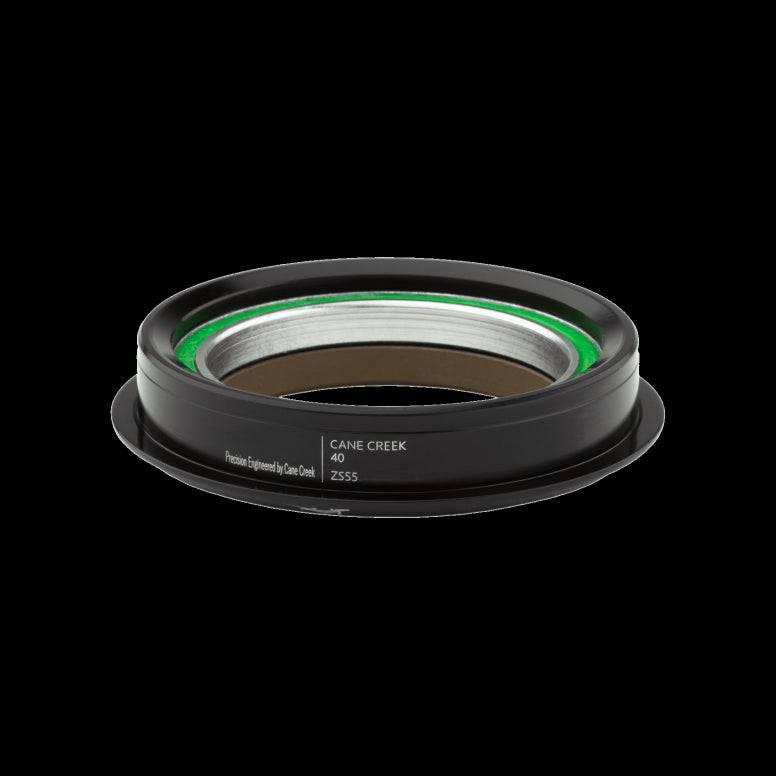 Cane Creek 40 ZS55/40 black bike headset component for steering, showcasing the durable, sleek design of the bicycle part.
