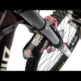 All Mountain Style Red Bull Rampage MTB freeride mud guard in black attached to mountain bike forks.
