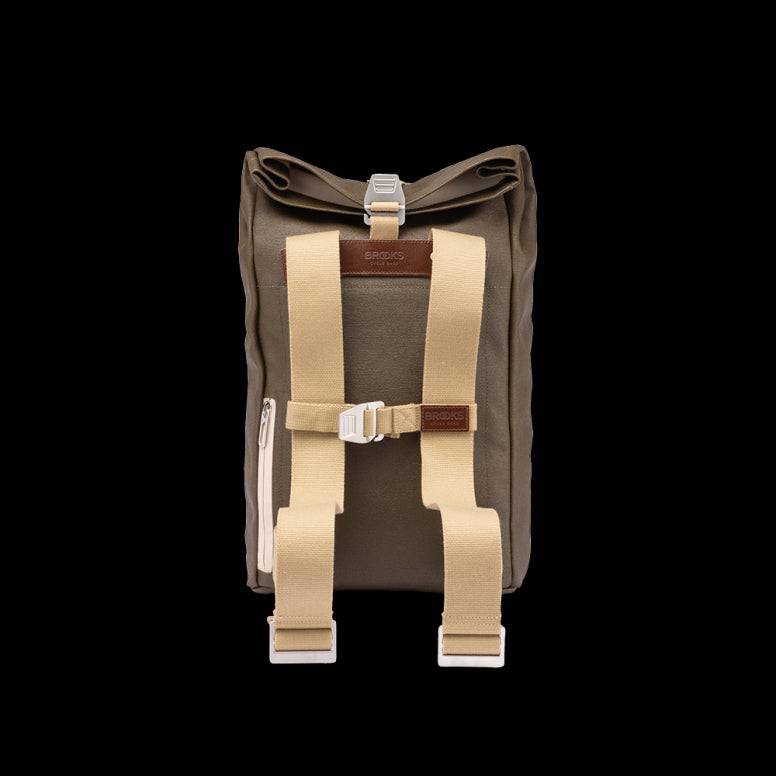 Brooks Pickwick roll-top backpack with laptop sleeve, urban cycling and commuting accessories, stylish and durable urban bag.