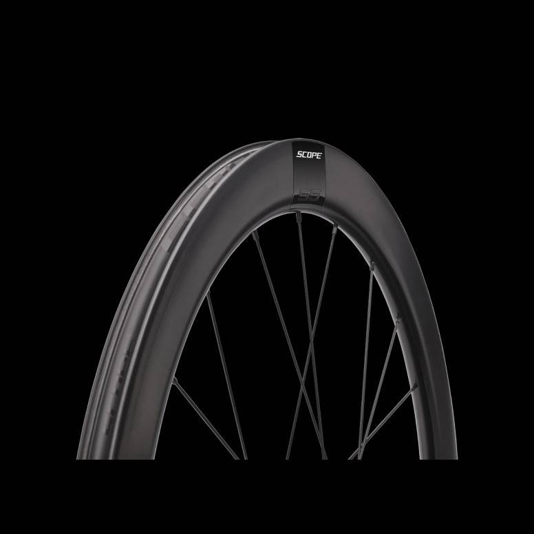 Scope Cycling S5 Disc Carbon Road Wheelset with tubeless tires, aerodynamic design, and durable construction for high-performance cycling.