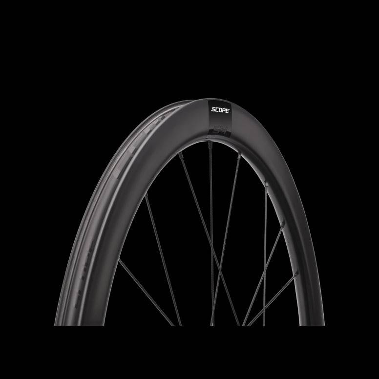 Scope Cycling S4 Disc Carbon Road Wheelset, hand-built performance cycling wheels with aerodynamic disc brakes and lightweight carbon rims.