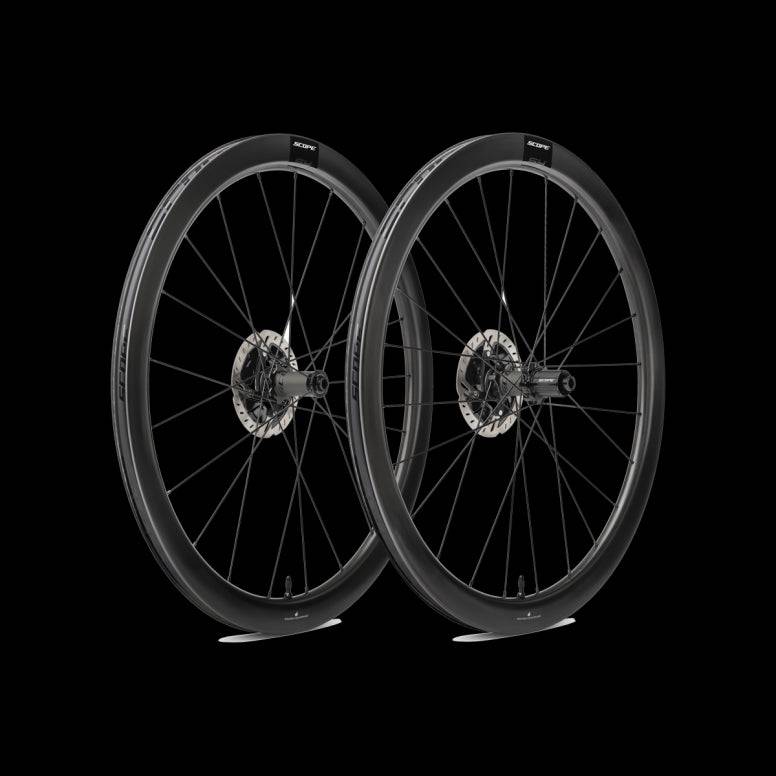 Scope Cycling S4 Disc Carbon Road Wheelset, hand-built performance cycling wheels with lightweight aerodynamic design.
