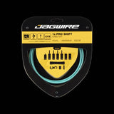 Jagwire Pro Shift Kit 1x Celeste rear derailleur cable set with high-performance components for bike shifting.