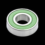 Enduro Bearings 6001 2RS stainless steel sealed ABEC 3 bike bearings, showing the sealed metal casing and bearing details.