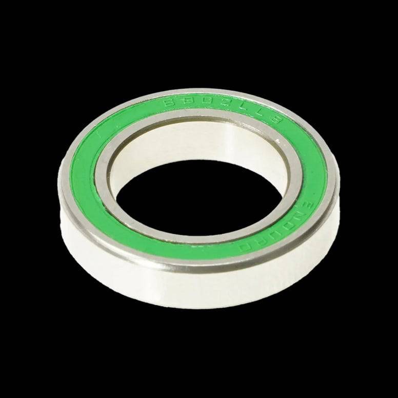 Enduro Bearings 6802 2RS stainless steel sealed bike bearings for hubs and bottom brackets, showing the sealed metal design.
