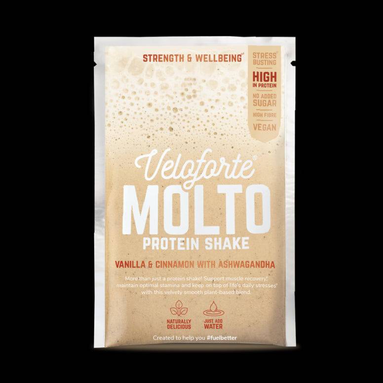 Veloforte vegan and whey protein shake accessories, featuring low-calorie formulas for gut health and recovery.