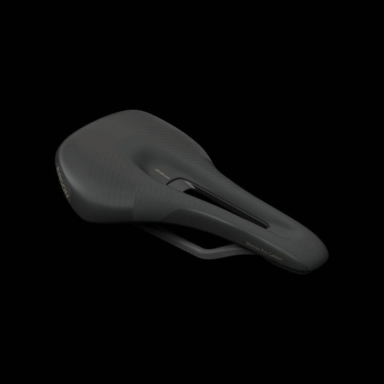 Ergon SR Allroad Pro Carbon women's bike saddle for gravel, road, and bikepacking, featuring lightweight carbon construction.