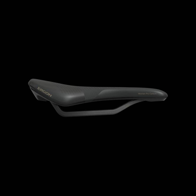 Ergon SR Allroad Pro Carbon women's bike saddle for gravel, road, and bikepacking, featuring lightweight carbon construction.