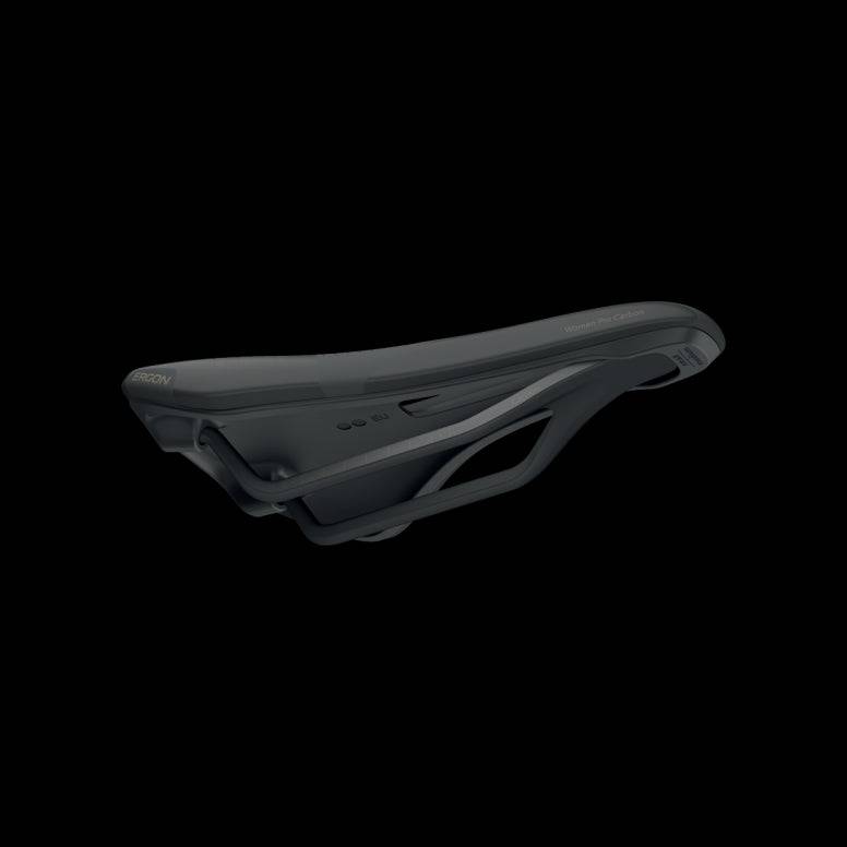 Ergon SR Allroad Pro Carbon women's saddle for gravel, road, and bikepacking bikes, featuring lightweight carbon construction.
