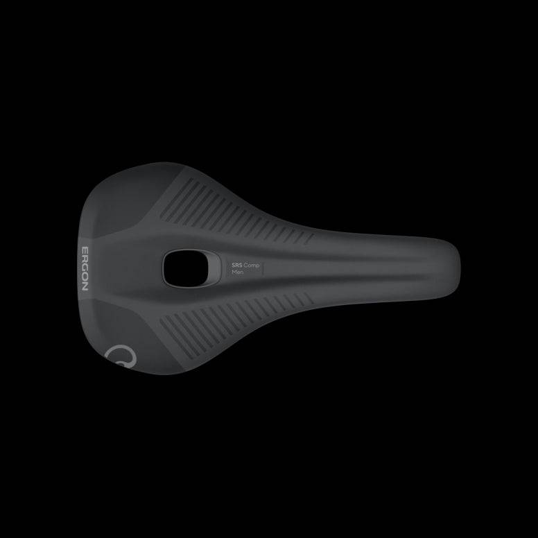 Ergon SRS Comp Men road bike saddle with ergonomic relief channel, designed for comfort and optimal riding support.