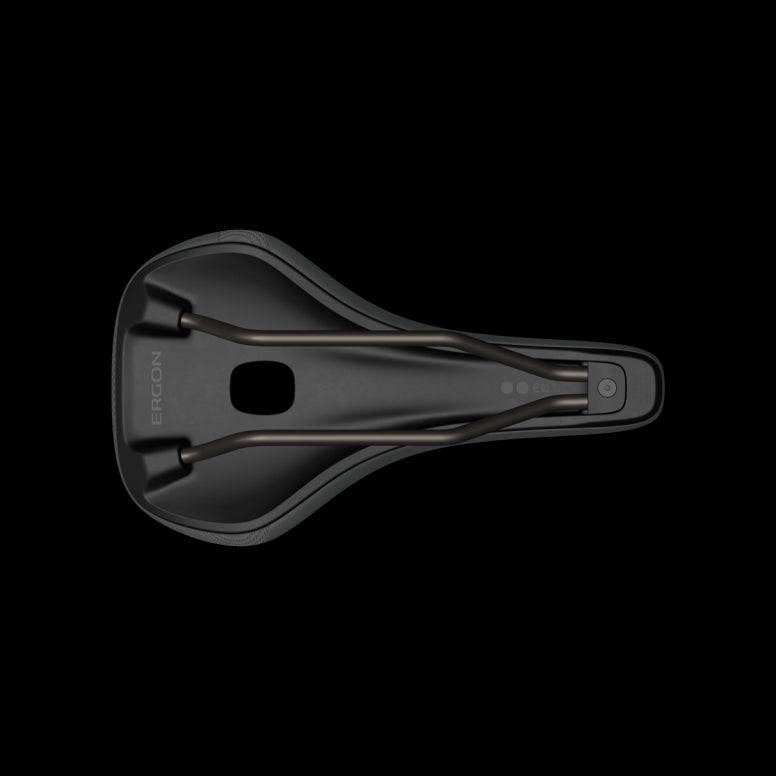 Ergon SMS Sport Men mountain bike saddle with ergonomic design, suitable for MTB and e-MTB bikes, black and streamlined.