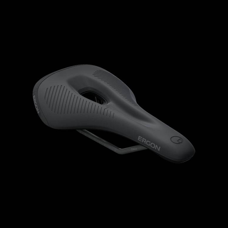 Ergon SMS Comp Men mountain bike saddle with ergonomic design and lightweight construction, providing comfort for cycling.