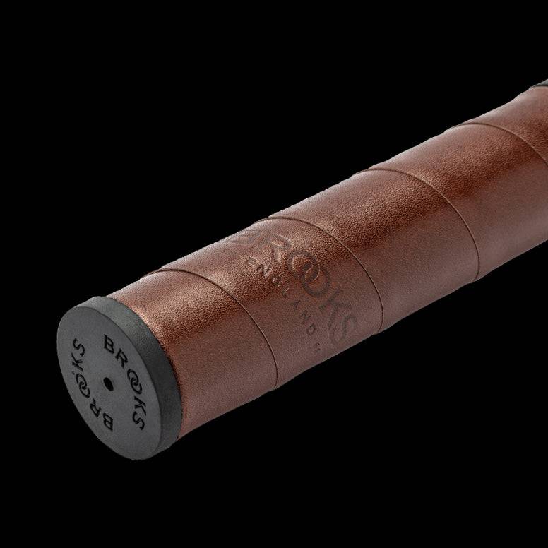 Brooks Willow leather bike grips with 130mm clampless urban handlebar design, ideal for comfortable cycling components.