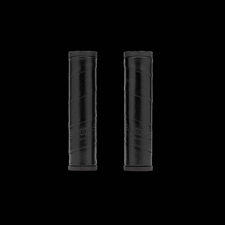 Brooks Willow leather bike grips, 130mm clampless urban handlebar grips, designed for comfortable biking components.