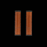 Brooks Willow leather bike handlebar grips, 130mm clampless urban handlebar grips for bike components, showcasing textured leather surface.