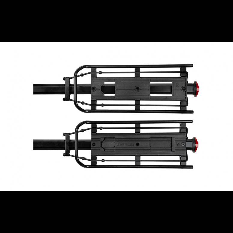 Topeak MTX Beam Rack for 29-inch MTB and gravel bikes with QuickTrack system, mounted on bike with gear and accessories.