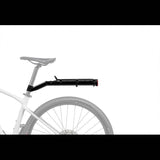 Topeak MTX Beam Rack mounted on a 29-inch mountain bike with QuickTrack system, showcasing bike accessories for MTB and gravel bikes.